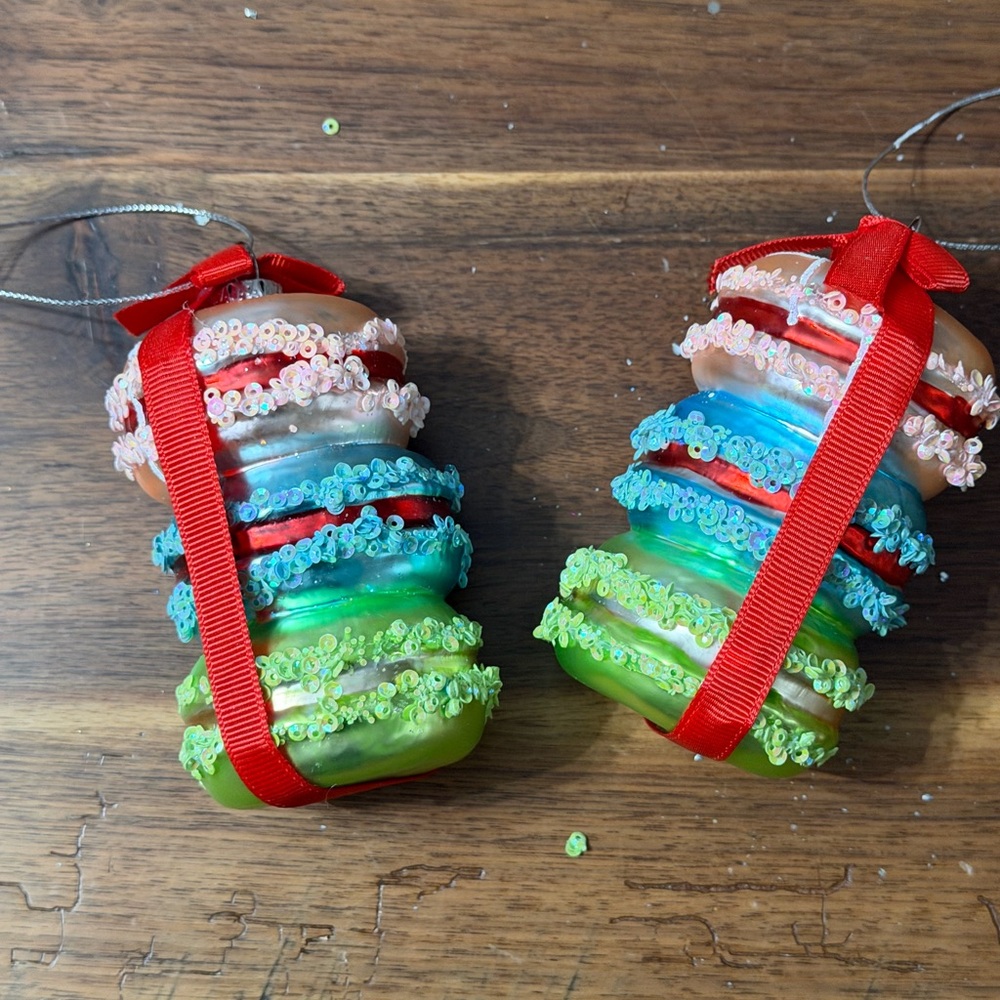 Glass macaroon ornaments - set of two